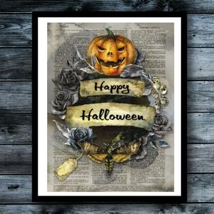 Happy Halloween Vintage Dictionary Art Print